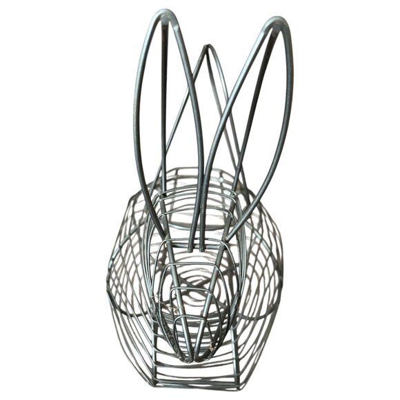 Vtg Wire Bunny Basket Moving Handles Egg Gathering Cottagecore Easter Decor - Picture 8 of 9